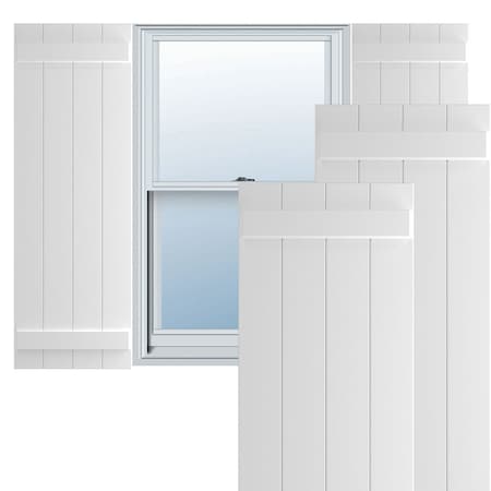 True Fit PVC Four Board Joined Board-n-Batten Shutters, Unfinished, 21 1/2W X 71H